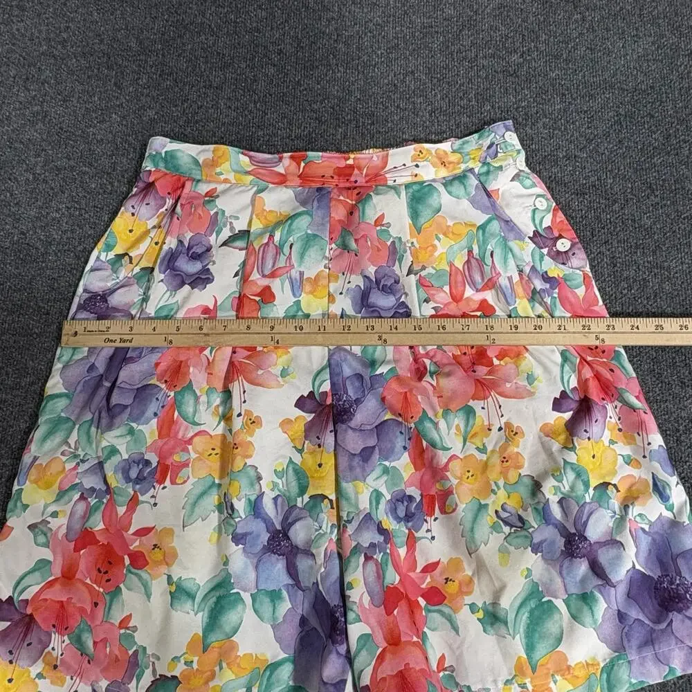 D'Allaird's Shorts Womens Large Floral Pleated Culotte Elastic Casual Summer